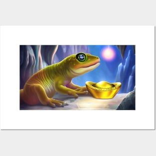 gecko night Posters and Art